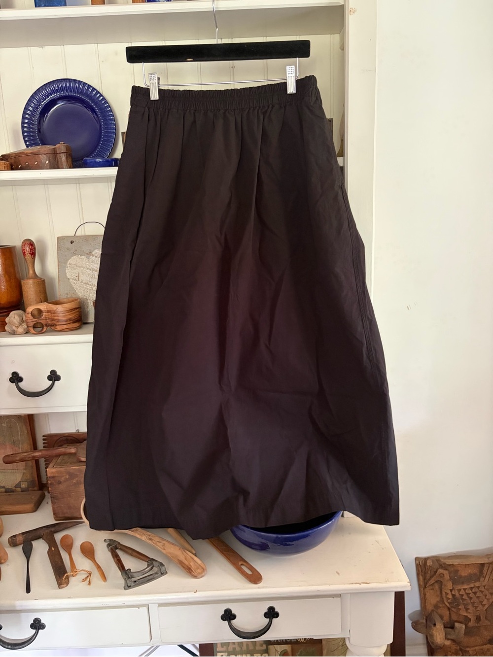 NWOT Assembly Label Women's Black Elastic-Waist A-Line Skirt
